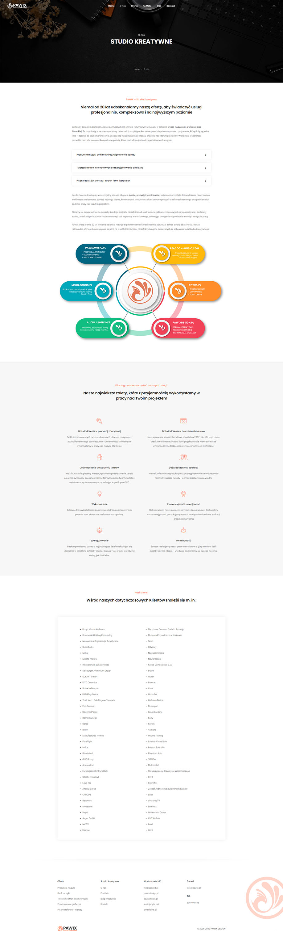 Strona internetowa zaprojektowana dla firmy Pawix