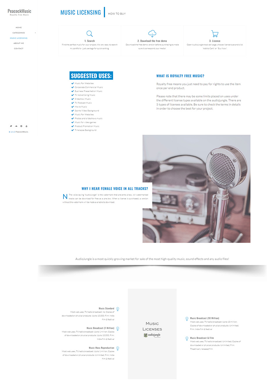 Strona internetowa stworzona dla PeacockMusic