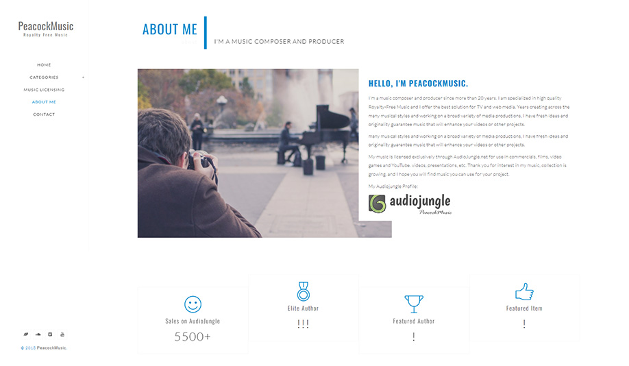 Strona www dla firmy Peacock Music