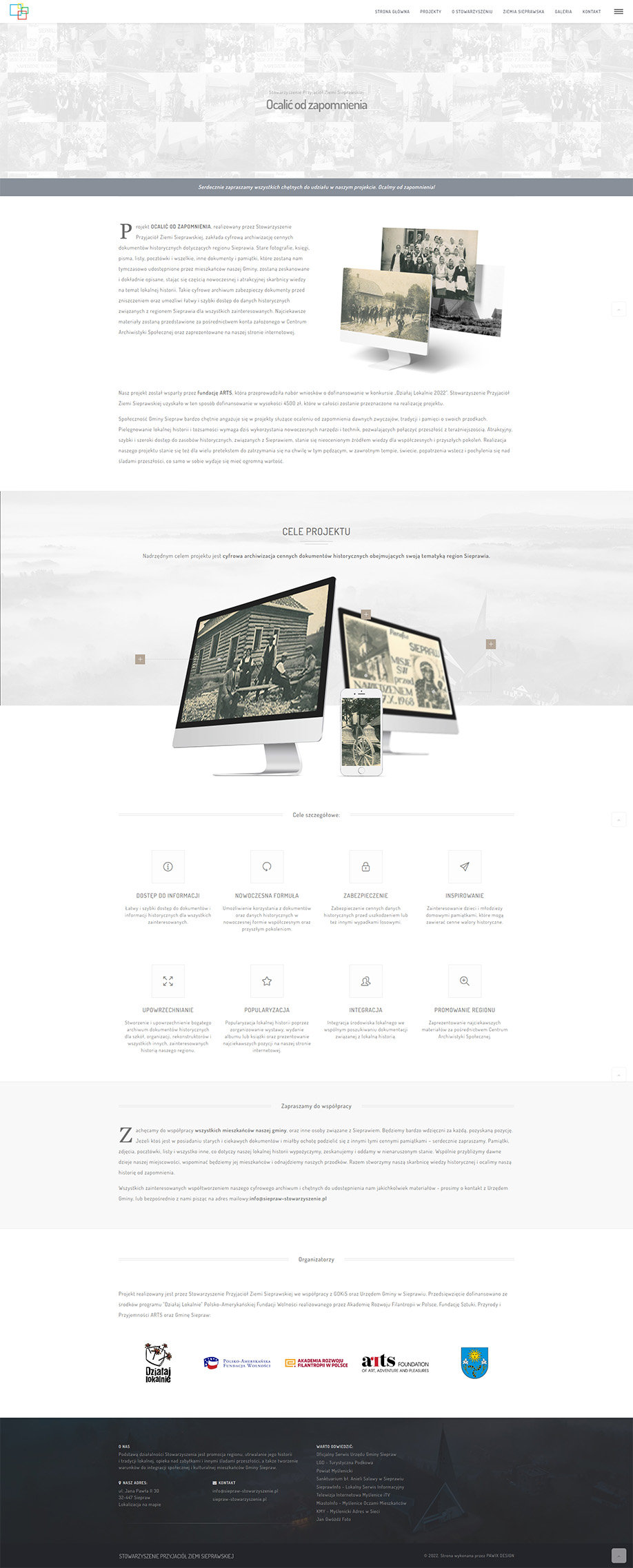 Strona zaprojektowana dla Stowarzyszenia Przyjaciół Ziemi Sieprawskiej