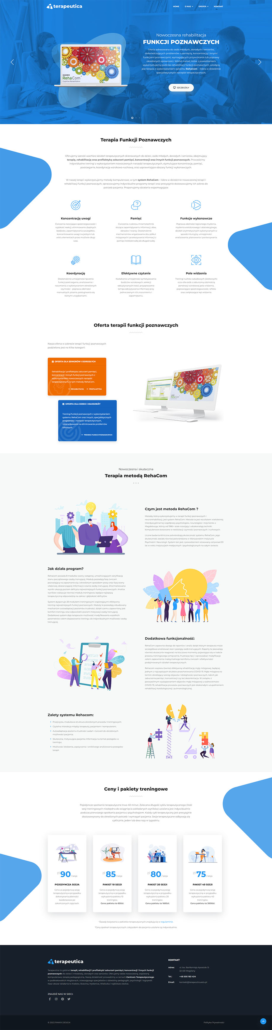 Strona internetowa zaprojektowana dla firmy Terapeutica