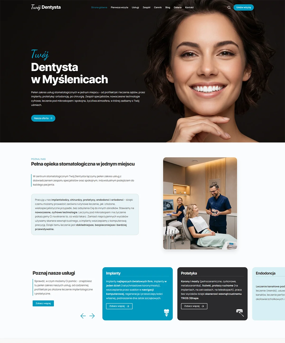 Strona centrum stomatologicznego "Twój Dentysta" w Myślenicach