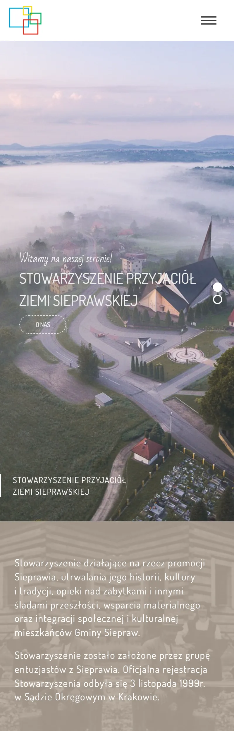 Strona główna serwisu Stowarzyszenia Przyjaciół Ziemi Sieprawskiej na telefonie